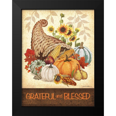 Grateful and Blessed Black Modern Wood Framed Art Print by Phillips, Anita