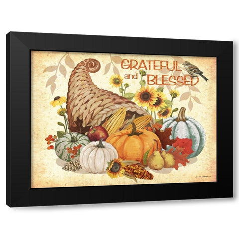 Grateful and Blessed Black Modern Wood Framed Art Print by Phillips, Anita