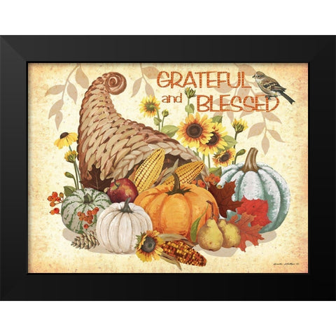 Grateful and Blessed Black Modern Wood Framed Art Print by Phillips, Anita
