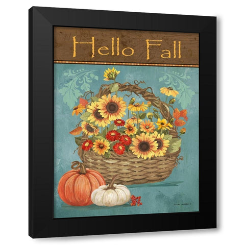 Hello Fall Black Modern Wood Framed Art Print with Double Matting by Phillips, Anita