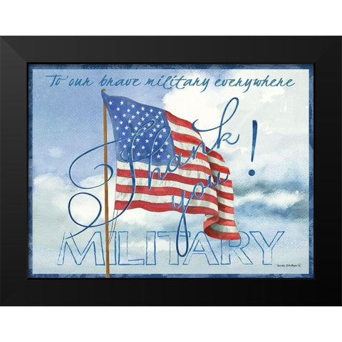 Thank You Military Black Modern Wood Framed Art Print by Phillips, Anita
