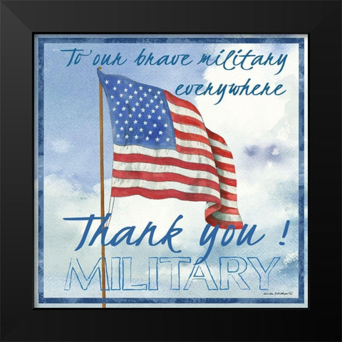 Thank You Military Sq. Black Modern Wood Framed Art Print by Phillips, Anita