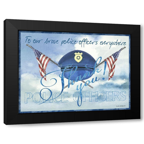 Thank You Police Officers Black Modern Wood Framed Art Print with Double Matting by Phillips, Anita