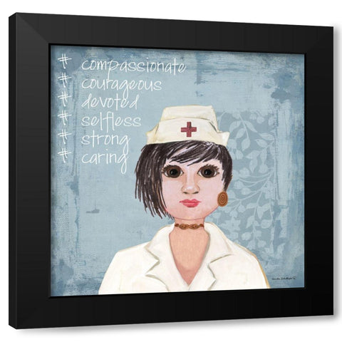 Hashtag Nurses Black Modern Wood Framed Art Print by Phillips, Anita