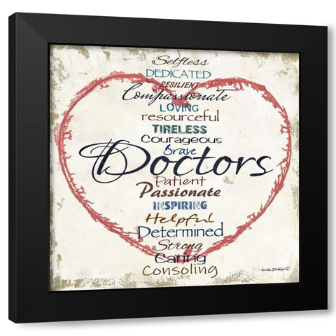 Doctors Heart Black Modern Wood Framed Art Print by Phillips, Anita
