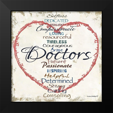 Doctors Heart Black Modern Wood Framed Art Print by Phillips, Anita