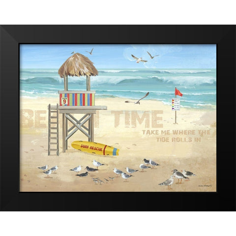 Where the Tide Rolls In Black Modern Wood Framed Art Print by Phillips, Anita