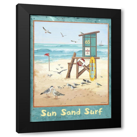 Sea, Sand, Surf Black Modern Wood Framed Art Print by Phillips, Anita