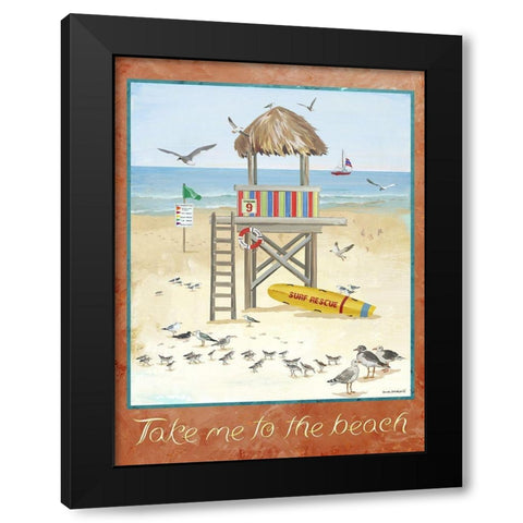 To the Beach Black Modern Wood Framed Art Print with Double Matting by Phillips, Anita