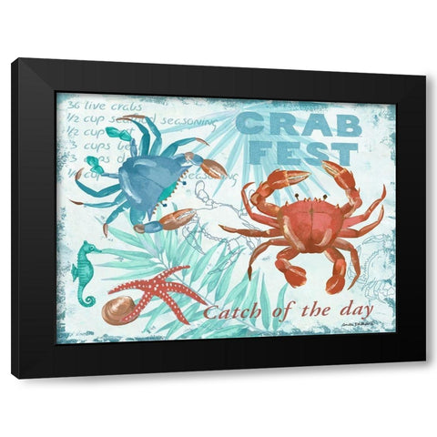 Crab Fest - Blue Black Modern Wood Framed Art Print with Double Matting by Phillips, Anita