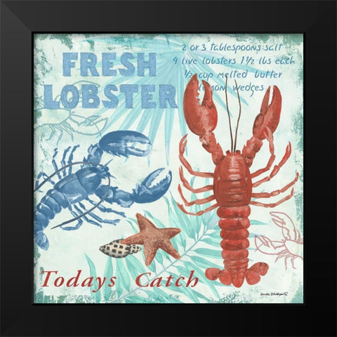 Fresh Lobster Black Modern Wood Framed Art Print by Phillips, Anita