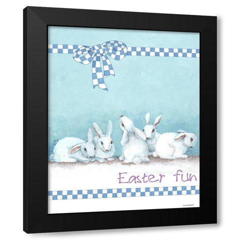 Bunny Gift Black Modern Wood Framed Art Print by Phillips, Anita