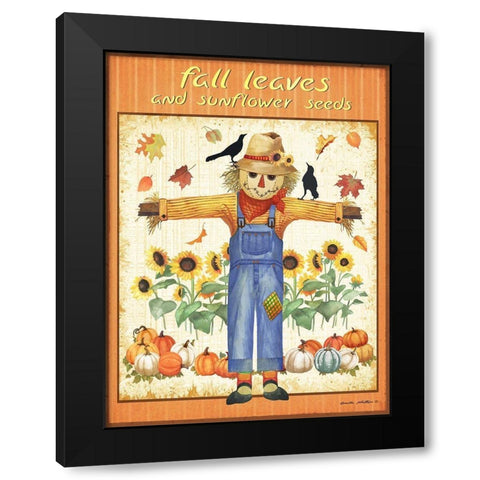 Fall Leaves Black Modern Wood Framed Art Print by Phillips, Anita