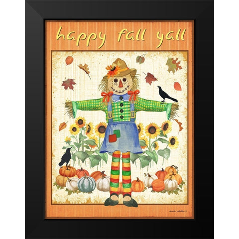 Fall Leaves Black Modern Wood Framed Art Print by Phillips, Anita