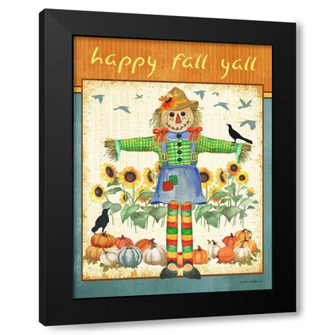 Fall Leaves Black Modern Wood Framed Art Print by Phillips, Anita