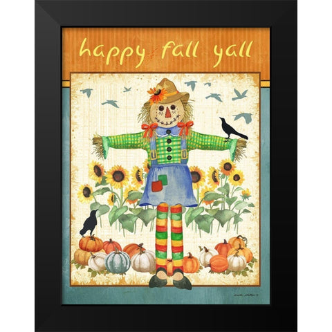 Fall Leaves Black Modern Wood Framed Art Print by Phillips, Anita