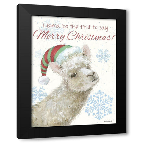 Llama Black Modern Wood Framed Art Print by Phillips, Anita