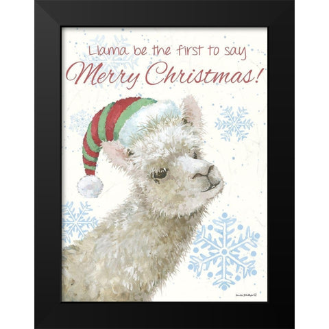 Llama Black Modern Wood Framed Art Print by Phillips, Anita