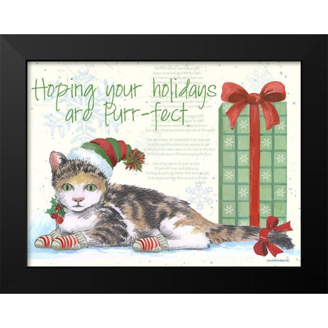 Purrfect Holidays Black Modern Wood Framed Art Print by Phillips, Anita