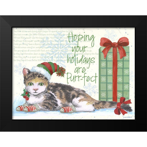 Purrfect Holidays II Black Modern Wood Framed Art Print by Phillips, Anita