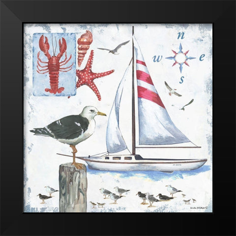 Ocean in Blue Black Modern Wood Framed Art Print by Phillips, Anita