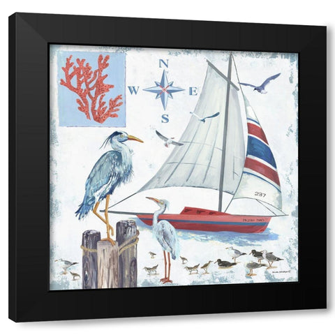 Ocean in Blue II Black Modern Wood Framed Art Print with Double Matting by Phillips, Anita