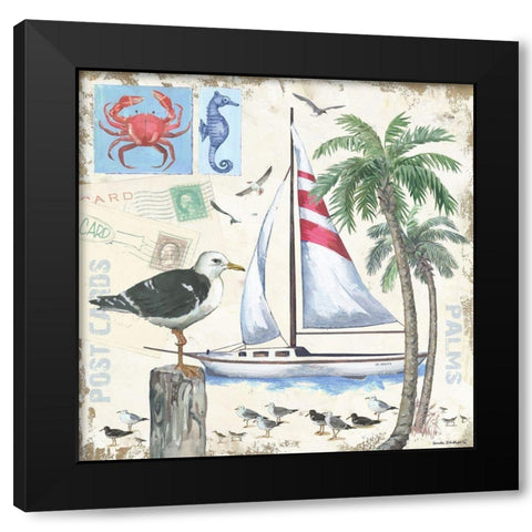 Post Cards and Palms Black Modern Wood Framed Art Print with Double Matting by Phillips, Anita