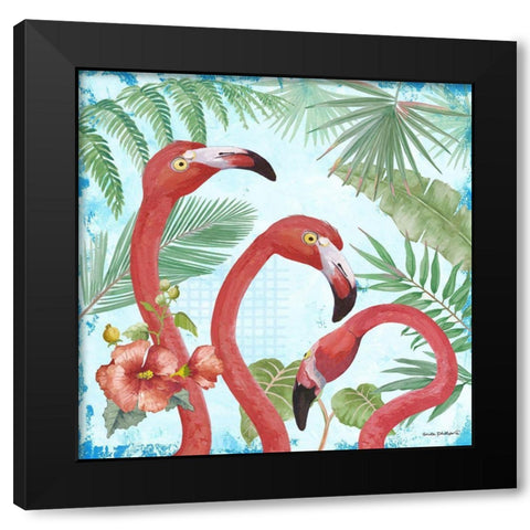 Flamingos Black Modern Wood Framed Art Print with Double Matting by Phillips, Anita
