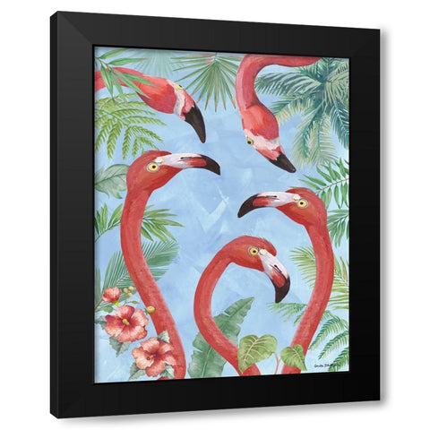 Flamingos IV Black Modern Wood Framed Art Print by Phillips, Anita