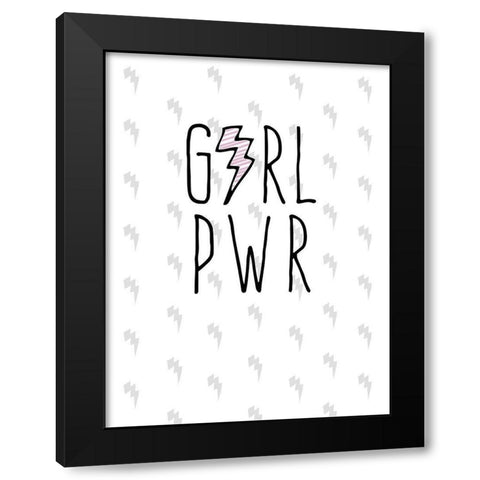 GRL PWR Black Modern Wood Framed Art Print by Hutchins, Ashley