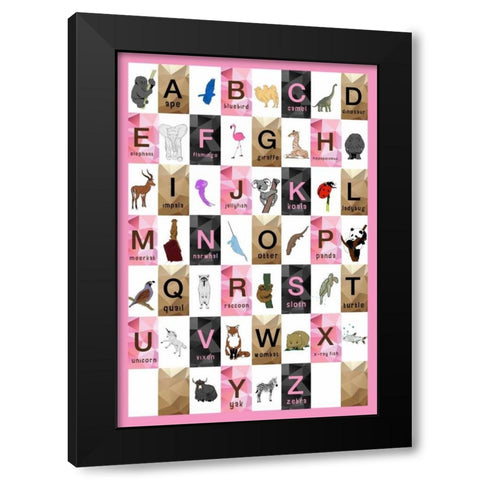 Alphabet - Girls Black Modern Wood Framed Art Print with Double Matting by Perrenoud, Aubree
