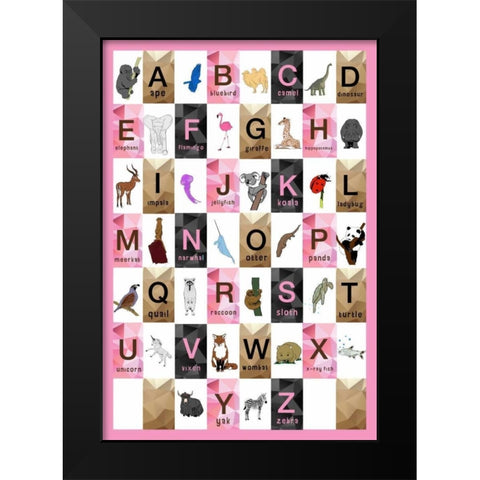 Alphabet - Girls Black Modern Wood Framed Art Print by Perrenoud, Aubree