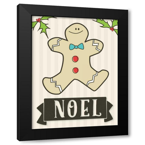 Gingerbread Man Black Modern Wood Framed Art Print by Perrenoud, Aubree