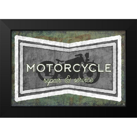 Motorcycle Black Modern Wood Framed Art Print by Perrenoud, Aubree