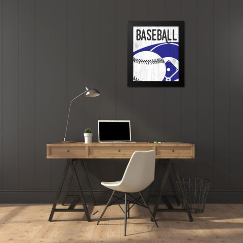 Baseball Black Modern Wood Framed Art Print by Perrenoud, Aubree