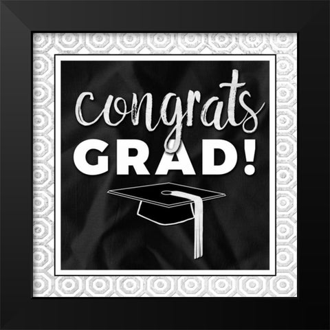 Congrats Grad! Silver Black Modern Wood Framed Art Print by Perrenoud, Aubree