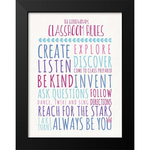Gentlewomans Classroom Rules Black Modern Wood Framed Art Print by Perrenoud, Aubree