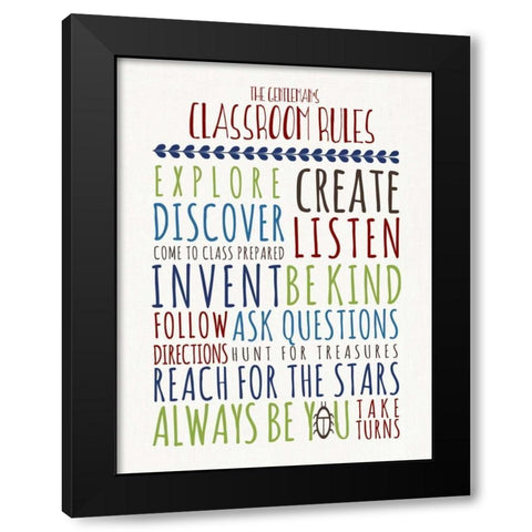 Gentlemans Classroom Rules Black Modern Wood Framed Art Print by Perrenoud, Aubree