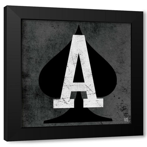 Ace of Spades Gray Black Modern Wood Framed Art Print with Double Matting by Perrenoud, Aubree