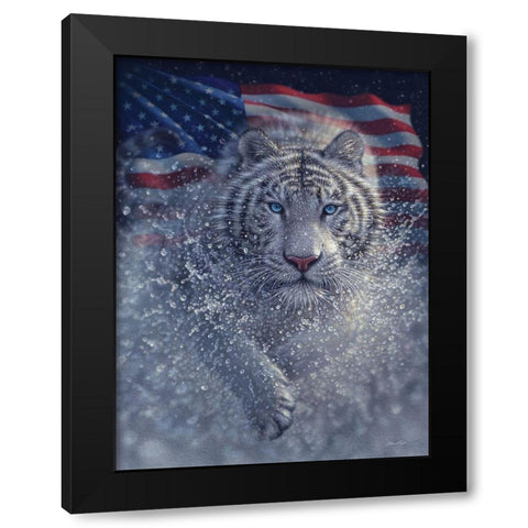 White Tiger America Black Modern Wood Framed Art Print with Double Matting by Bogle, Collin