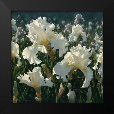 White Iris Garden - Square Black Modern Wood Framed Art Print by Bogle, Collin