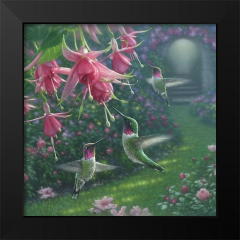 Hummingbird Haven - Square Black Modern Wood Framed Art Print by Bogle, Collin