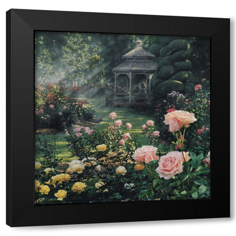 Rose Garden - Paradise Found - Square Black Modern Wood Framed Art Print by Bogle, Collin