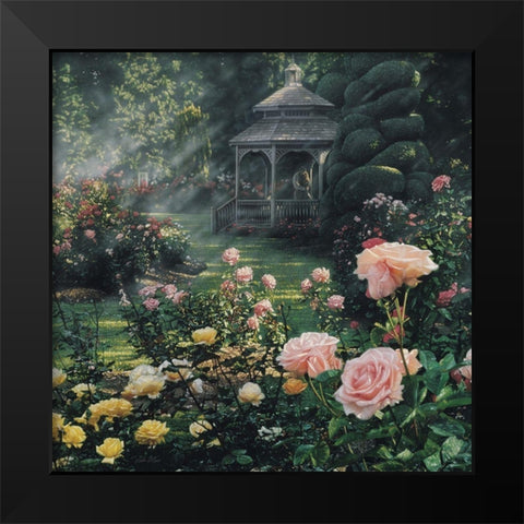 Rose Garden - Paradise Found - Square Black Modern Wood Framed Art Print by Bogle, Collin