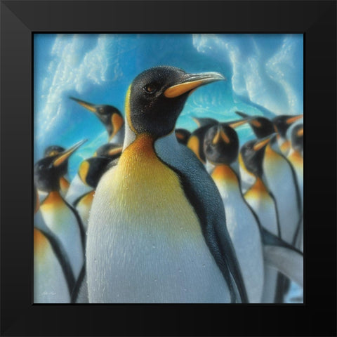 Penguin Paradise - Square Black Modern Wood Framed Art Print by Bogle, Collin