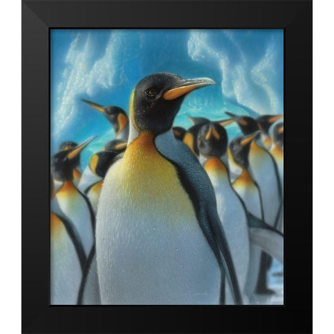 Penguin Paradise Black Modern Wood Framed Art Print by Bogle, Collin