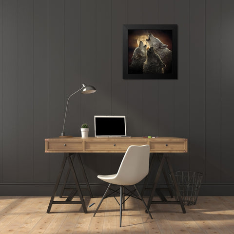 Wolf Trinity Black Modern Wood Framed Art Print by Bogle, Collin