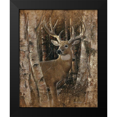 Whitetail Deer - Birchwood Buck Black Modern Wood Framed Art Print by Bogle, Collin