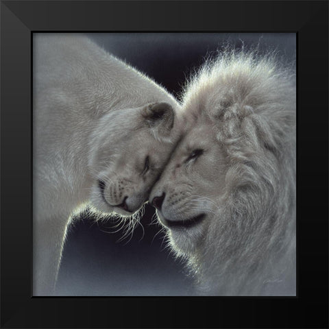 White Lion Love Black Modern Wood Framed Art Print by Bogle, Collin
