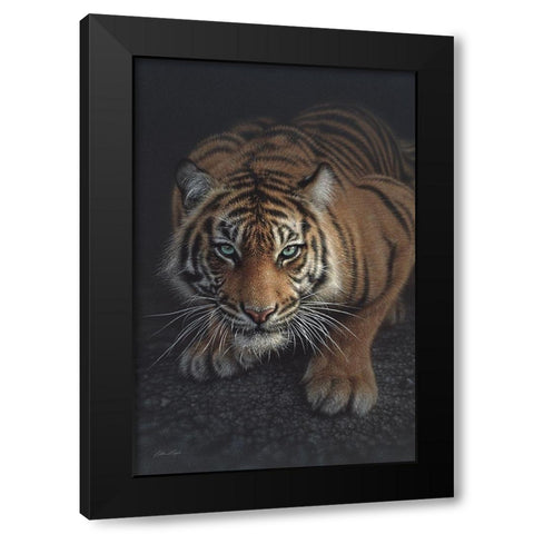 Crouching Tiger - Vertical Black Modern Wood Framed Art Print with Double Matting by Bogle, Collin